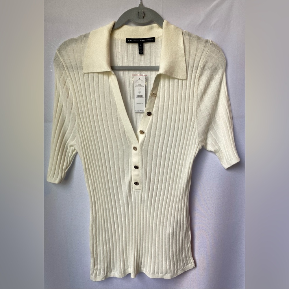 White House Black Market Women’s Deep V-Neck Short Sleeve Women’s Top